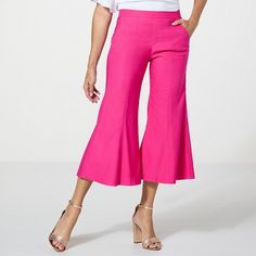 C Wonder by Christian Siriano Flared Wide Leg Pant  Unique, yet a wardrobe chameleon, this cropped wide-leg pant from Christian Siriano can be casual or dressy, depending on your fashion appetite. If you're in search of a desk-to-dinner favorite — look no further. Non-stretch Capri Length Pants For Spring, Spring Cropped Leg Pants, Spring Non-stretch Ankle-length Culottes, Non-stretch Cropped Leg Summer Pants, Summer Stretch Wide-leg Culottes, Chic Cropped Wide Leg Pants, Chic Cropped Wide Leg Pants With Relaxed Fit, Chic Relaxed Fit Cropped Wide Leg Pants, Flare Bottoms In Solid Color For Summer