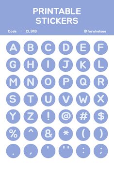 the printable alphabet stickers are shown in blue