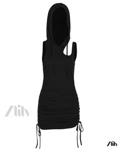 Zlily - Solid Color Slim Fit Hooded Sleeveless Pleated Dress - Fashionable and Stylish Skirt Skirt, Short Skirt, Types Of Skirts, Color Combination, Single Piece, Pleated Dress, A Line Skirt, Types Of Collars, Skirt Length