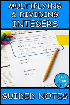 multiplying and dividing numbers with the text guided notes for kids to practice their math skills