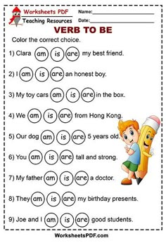 worksheet for the verb to be