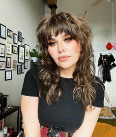 Choppy Shag Hairstyles Medium With Bangs, Edgy Shag Haircut With Bangs, Feminine Mullet Shag, Shag Updo, 80s Shag Haircut, Shaggy Medium Hair With Bangs, Long Shag Cut With Bangs, Edgy Shag Haircut, Layered Shag With Fringe