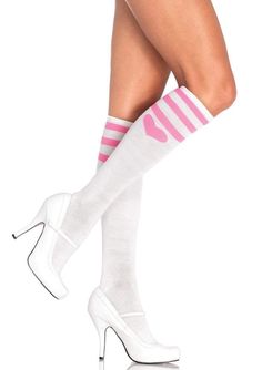 Striped Tube Socks, Striped Knee High Socks, Princess Charm School, Sourpuss Clothing, Heart Socks, Punk Accessories, Leg Avenue, Tube Socks, Vintage Pinup