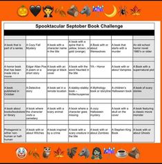 the spookcular scooter book challenge is shown in an orange background