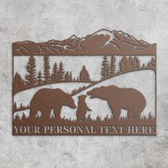 Personalized Bear Family Metal Name Sign Gift. Custom Nature Landscape Display. Black Bear Portrait. Nature Lovers Gifts. Wildlife Animals Metal Last Name Signs Wall Art, Metal Family Name Sign Outdoor, Bear Portrait, 18x24 Wall Art Of Bear In Water, Wildlife Metal Signs, Elk Metal Wall Art, Family Metal, Portrait Nature, Mountain Wall Decor