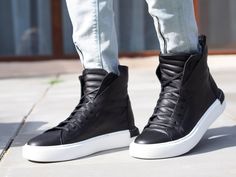 Mens Genuine leather sneaker boots 40 EU - 26 CM -   (10.23 INCHES) 41 EU - 27  CM - ( 10.62 INCHES) 42 EU - 27.6 CM -  (10.86 INCHES) 43 EU -28.2 CM- (11.10 INCHES ) 44 EU - 29 CM -(11.41 INCHES) 45 EU - 29.7  CM - (11.70 INCHES)IMPORTANT  Undelivered or refused orders due to non-payment of duties due in the customer's country (if applicable) are non-refundable and non-exchangeable! Leather Boots With Vulcanized Sole And Round Toe, Urban High-top Boots With Vulcanized Sole, High-top Moto Boots With Rubber Sole, Casual High-top Moto Boots With Vibram Sole, Leather High-top Boots With Vulcanized Sole, High-top Moto Boots With Rubber Sole For Streetwear, Casual High-top Moto Boots With Leather Sole, Mid-top Leather Boots For Streetwear, Casual High-top Moto Boots With Rubber Sole