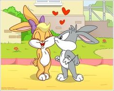 an image of two cartoon characters kissing each other on facebook page with hearts in the background