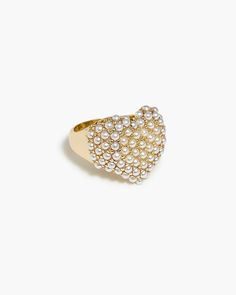 Pearl pavé heart ring