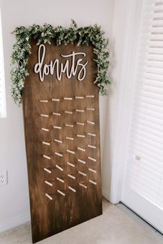 Donuts sign, Donuts wood sign, Donuts cutout for donut wall, donut wall decorations, donuts sign for wedding, donuts sign for party decor Donut Wall Wedding, Donut Signs, Wedding Donuts, Donut Decorations, Rustic Wedding Decorations, Sign For Wedding, Donut Wall, Fa Fal, Wedding Guide