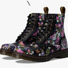 Brand New With Tags! Never Worn Dr. Martens Women’s Airwalk 1460 Vintage Floral Lace Up Boot. Chic And Feminine While Still Showing Yours That Boss Babe! Get Them Now For Fall! Purple Ankle Boots For Spring, Casual Purple Boots For Spring, Purple Lace-up Boots For Spring, Fitted Purple Lace-up Boots, Knee High Combat Boots, White Leather Ankle Boots, White Leather Boots, Platform Boots Chunky, Vegan Boots