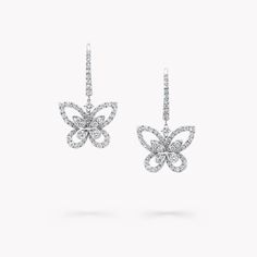 Graff Butterfly, Diamond Drop Pendant, Graff Diamonds, Butterfly Silhouette, Mini Bracelet, Butterfly Motif, Pave Diamond Earrings, Fine Diamond Jewelry, Platinum Jewelry