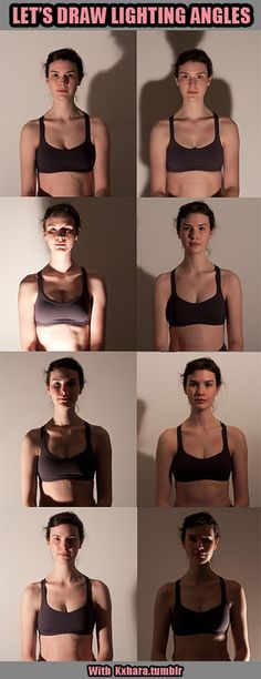 a series of photos showing the different angles of a woman's face and bra