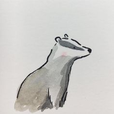 a drawing of a badger looking up at the sky