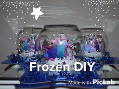 the frozen diy is made with piclab's snow globes and glitter