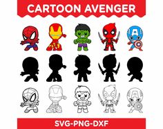 cartoon avengers svg - png - dxf