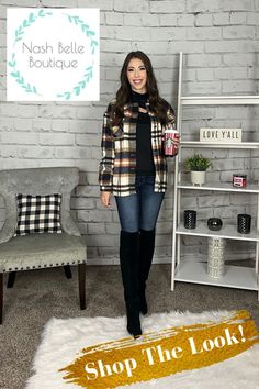 Stay on trend by adding our Rust/Navy Plaid Flannel Shacket to your wardrobe! Shacket's are one of the most popular items right now and you don't want to be without one this fall and winter! This plaid flannel shacket features a button down front and pockets on the chest. Wear this shacket with one of our graphic tee's or our "black cut out ribbed long sleeve top" (featured with this look) and boots to complete your outfit! Plaid Flannel Shacket For Winter, Fall Plaid Flannel Shirt With Pockets, Fall Flannel Shirt With Button Closure, Plaid Flannel Shirt For Fall With Button Closure, Collared Plaid Flannel Shirt For Fall, Trendy Flannel Outerwear For Fall, Trendy Fall Flannel Button-up Shirt, Trendy Fall Button-up Flannel Shirt, Trendy Button-up Flannel Shirt For Fall