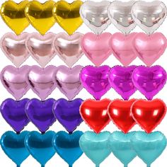 heart shaped foil balloons in various colors