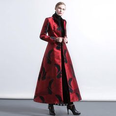 red color black floral European style blended slim fit coats women elegant stand collar jacquard maxi trench coatFlattering cut. Makes you look slimmer and matches easily.Custom make service available! Please feel free to contact us if you want this dress custom made. Materials used:cotton blended Measurement:Size M/US8-10/EUR38-40 length front 130cm / 50.7"Shoulder 37cm / 14.43"bust 90cm / 35.1"Waist 74cm / 28.86"hem 184cm / 71.76"Sleeve length 58cm / 22.62"Cuff 26cm / 10.14"Size L/US8-10/EUR38