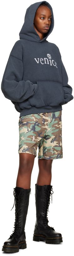 Cotton-blend fleece hoodie. · Text printed at front and back · Kangaroo pocket · Rib knit hem and cuffs Supplier color: Black Camouflage Cotton Sweatshirt With Drawstring Hood, Casual Camouflage Hoodie With Pockets, Casual Camouflage Cotton Hoodie, Cotton Long Sleeve Sweatshirt With Cargo Pockets, Casual Fall Hoodie With Cargo Pockets, Casual Hoodie With Cargo Pockets, Casual Sweatshirt With Cargo Pockets For Streetwear, Casual Cotton Hoodie With Cargo Pockets, Camouflage Shorts