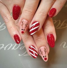 Blog Journal, Christmas Present Nails, Gel Ideas, Cowboy Nails, Xmas Nail Designs, Xmas Nail, Uñas Ideas, Candy Cane Nails, December Nails