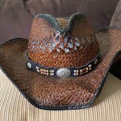 Brand New Cowboy Hat. Purchased At Country Music Concert And Worn Once. Although Posted As A Woman’s Hat, It’s Actually Unisex Country Music Concert, Country Music Concerts, Hats Accessories, Head Wear, Music Concert, Cowboy Hat, Country Music, Cowboy Hats, A Woman