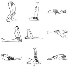 an image of people doing different exercises on their feet and legs, all in black and white