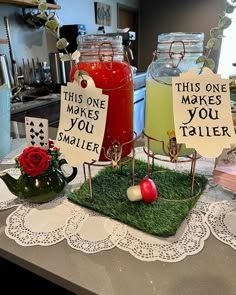 Alice in wonderland first birthday part decorating ideas drink station