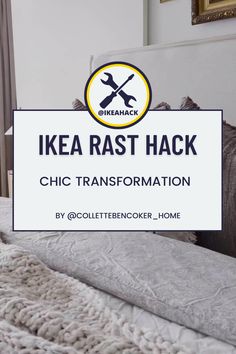 a bed with the words ikea rast hack in front of it and an image of