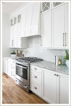 White Kitchen Cabinets - Psst: Anything you are searching for, buy it from Amazon.com IMMEDIATELY!! Shaddock Homes, White Herringbone Backsplash, Backsplash Herringbone, Kitchen Pantries, Sofa Ottoman, Housing Ideas, Farmhouse Kitchen Cabinets, Kitchen Cabinets Decor