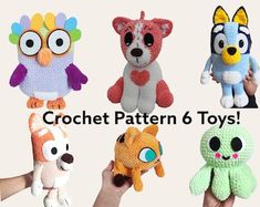 the crochet pattern 6 toys are available for purchase