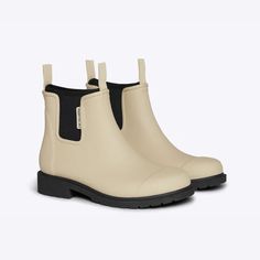 Bobbi Rain Boot // Sand Beige Waterproof Casual Boots, Cream Waterproof Round Toe Boots, Cream Waterproof Boots With Round Toe, Beige Casual Chelsea Ankle Boots, Casual Cream Boots With Rubber Sole, Casual Beige Chelsea Ankle Boots, Casual Cream Outdoor Boots, Cream Round Toe Outdoor Boots, Cream Round Toe Boots For Outdoor