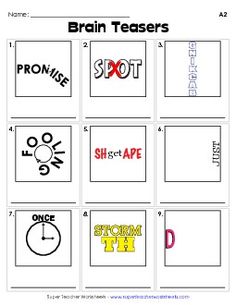 printable worksheet for the brainteazers