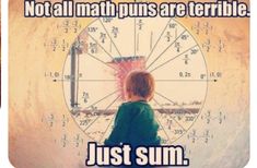 a kid is standing in front of a wheel with numbers on it and the words, not all math puns are terrible just sum