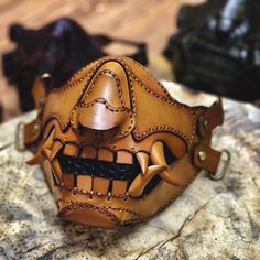 Unique Knives, Oni Mask, Mask Fashion, Leather Armor, Samurai Swords, Hand Tooled Leather, Leather Conditioner, Motorcycles For Sale