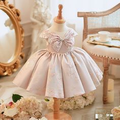 Elegant Baby Girls Pattern Bow Christening Dresses Toddler Party Prin – marryshe Princess Style Fitted Dress With Bow, Fitted Princess Dress With Bow For Spring, Fitted Spring Princess Dress With Bow, Pink Holiday Dress For Spring Wedding, Pink Spring Wedding Holiday Dress, Spring Pageant Princess Dress With Bow, Summer Pageant Dress With Bow, Summer Pageant Princess Dress With Bow, Pink Bow Dress For Pageants