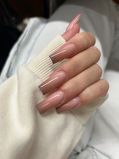 Beige French Tip Nails Square, Brown N White Nails, Marron Nails Acrylic, Fall Nails Coffin Long, Ombre Nails Brown, October Birthday Nails Acrylic, Brown Nails Acrylic Ombre, Neutral Baddie Nails, Minimalist Nails Fall