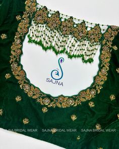 Blouses from @sajna_bridal_wear_designer  For customisation- What’s app or call us at +91- 9094871467 / 90253 67659 for details. Visit us directly at Vadapalani or place an online order ( measurements will be taken online via video call ) Shipping done worldwide.  #aariblouse #cutbeads #zircone #sugarbeads #neckline #beads #zardosi #kundan #sajnabridalweardesigners #sajnadesigns #sajnabridalblouse #southindianwedddings #southindianbride #designerblouse #blousedesigns #wedding #indianwedding #indian #sleeves #beads #zardosi #kundan #hangingbeads #embroidery #chennaidesigner #chennaiboutique #blousestitching #handembroidery #weddingsaree #sareeblousedesignsdesigns Green Zardosi Work Blouse, Green Color Aari Blouse Design, Kundan Stone Aari Work Blouse Design, Dark Green Aari Work Blouse Design, Green Aari Blouse, Netted Blouse Designs, Boat Neck Blouse Design, Hand Work Design, Sugar Beads