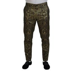 Step Into The Realm Of High Fashion With These Exquisitely Crafted Dolce & Gabbana Evening Pants. Designed To Make A Statement, These Pants Feature A Luxurious Black And Gold Jacquard Pattern That Exudes Elegance And Sophistication. Perfect For Formal Events, They Are Brand New With Tags And Boast Intricate Logo Details. Meticulously Made In Italy, They Are A Must-Have For Those Who Appreciate The Blend Of Style And High-Quality Craftsmanship. Color: Gold Black Material: 14% Metal, 86% Pl Countr Evening Pants, Polka Dot Jeans, Dolce And Gabbana Jeans, Gabbana Dress, Black Dress Trousers, Slim Fit Dress Pants, Formal Pants, Slim Trousers, Acid Wash Denim