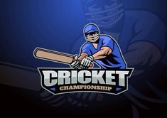 a cricket player holding a bat in his hands and the words cricket championship on it