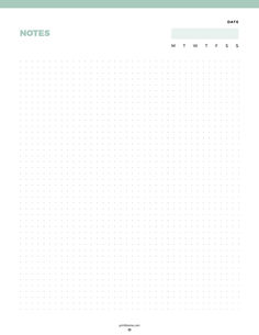 A printable Bullet Notes Template with a dot-grid layout, a space for the date, and a weekly tracker. Samsung Notes Template, Templates Notes, Bullet Notes, Weekly Tracker, Samsung Notes, Daily Planning, Ipad Planner, Grid Layouts, Work Planner