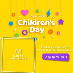 Happy Children Day 2021 Photo Frame With Name Friendship Day Photos, Merry Christmas Photo Frame, Children's Day Wishes, Halloween Photo Frames, Marriage Anniversary Cards, Happy Aniversary, Children Day, 2024 Photo, 2024 Images