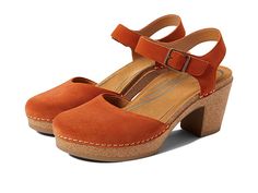 Aetrex Finley - Women's Clog Shoes : Rust : Add a Bohemian touch to your look by opting for the super comfy Aetre Frinley Shoes. Aetrex arch placement may feel a bit further back, this position is proven to help relieve heel/arch pain plantar fasciitis. This arch placement is backed by research, Dr. recommended and customer approved. Leather upper. Leather and textile lining and insole. Slip-on style. Round toe and block heel. Adjustable ankle strap with hook-and-loop closure. Decorative buckle Comfortable Leather Heels With Arch Support, Comfortable Round Toe Heels With Cushioned Footbed, Comfortable Cushioned Round Toe Heels, Comfortable Heels With Arch Support And Round Toe, Casual Closed Toe Heels With Ortholite Insole, Casual Heels With Arch Support And Round Toe, Casual Heels With Ortholite Insole And Round Toe, Comfortable Closed Toe Heels With Arch Support, Clog Shoes