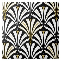 black and white art deco wallpaper with gold accents