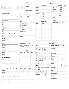 the patient label is shown in black and white, as well as other medical information