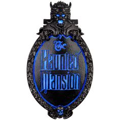 Delight your guests with this Haunted Mansion wall plaque! The plaque features the Haunted Mansion logo backlit with vivid blue light. Finished with an aged black exterior, ornate detailing, and a horned beast at the top, the Haunted Mansion plaque plays "Grim Grinning Ghosts". Hang it on a wall or display it with other decorative accents to create an exciting Halloween scene. Includes sound and motion activation. Disney 12-in Musical LED The Haunted Mansion Wall Plaque Decor in Black | 225797 Haunted Mansion Decor, Haunted Mansion Halloween, The Haunted Mansion, Light Up Signs, Halloween Scene, Decorative Wall Plaques, Halloween Decorations Indoor, Haunted Mansion, Decorative Accents