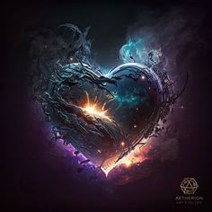 a heart shaped object in the middle of space