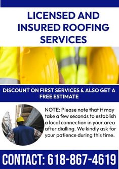 an advertisement for a roofing company with the words, license and insured roofing services