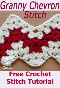 the granny chevron stitch crochet pattern is shown in red and white colors