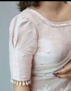 Simple And Cute Blouse Designs, Sleave Ideas Woman Saree Blouse, Blouse Design Half Sleeves, Sleeve Designs For Saree Blouse, Simple Half Hand Blouse Designs, Pattu Saree Blouse Hand Designs Latest, Half Hands Blouse Designs Latest, Plain Saree Blouse Designs Latest, Blouse Hand Designs With Beads