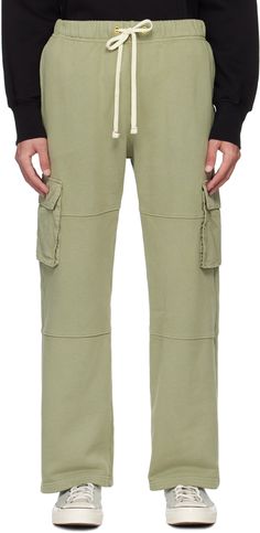 Garment-dyed heavyweight cotton fleece cargo pants. · Pre-shrunk · Drawstring at elasticized waistband · Two-pocket styling · Twill cargo pocket at outseams Supplier color: Citron sage Cotton Cargo Pants With Multiple Pockets For Loungewear, Khaki Cargo Pants For Loungewear, Khaki Cargo Pants With Side Pockets For Loungewear, Les Tien, Cargo Pocket, Cotton Fleece, Bottoms Pants, Cargo Pants, Apparel Accessories